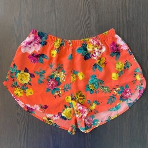 Floral print high/low waist shorts